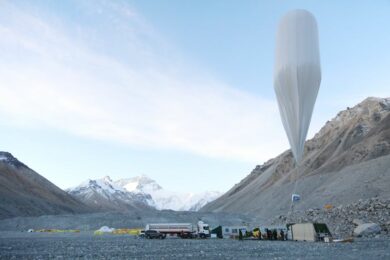 glacier Scientists prepare tethered balloons for observations of moisture flow in the air at Everest’s north base camp in May 2018.Credit Yingsi Li